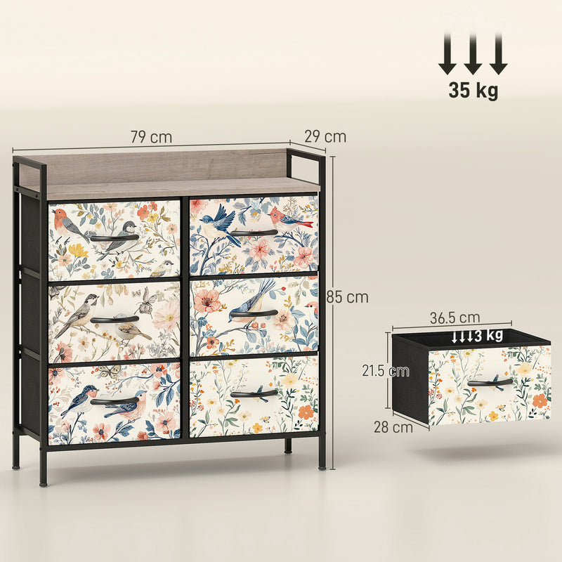 6 Drawer Chest of Drawers with Spacious Storage for Bedroom or Living Room White