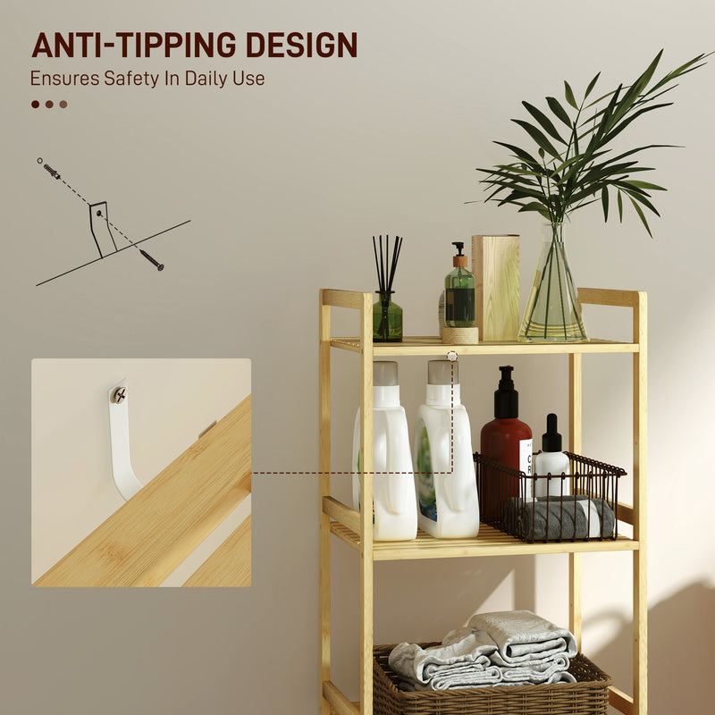 Three Tier Bamboo Storage Shelf Adjustable Freestanding Organiser Unit by HOMCOM