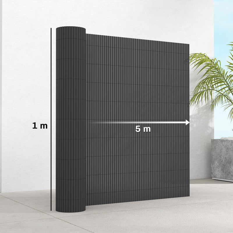 Garden Privacy Screen Fence for Sheltered Outdoor Spaces Easy Fit Weatherproof Dark Grey Outsunny