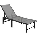 Grey 5 Level Adjustable Reclining Mesh Sun Lounger with Steel Frame for Garden and Beach by Outsunny
