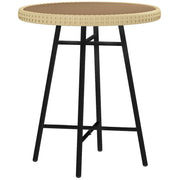 Natural Rattan Outdoor Side Table With Wood Finish Ideal For Garden Or Patio Use