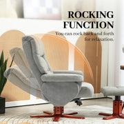 Homcom Grey Faux Leather Recliner & Footstool Set for Comfortable Relaxation Homcom