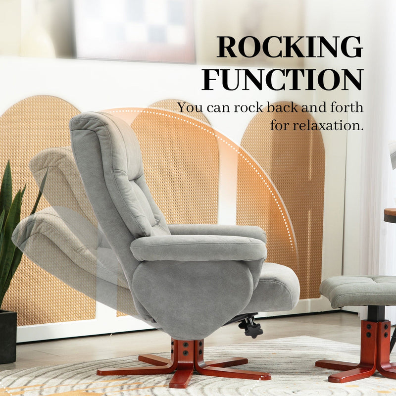 Homcom Grey Faux Leather Recliner & Footstool Set for Comfortable Relaxation Homcom
