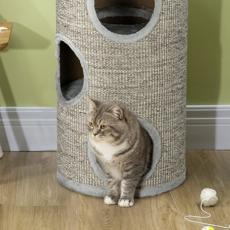 Cat Climbing Tree with Sisal Scratching Posts and Padded Rest Platform Light Grey