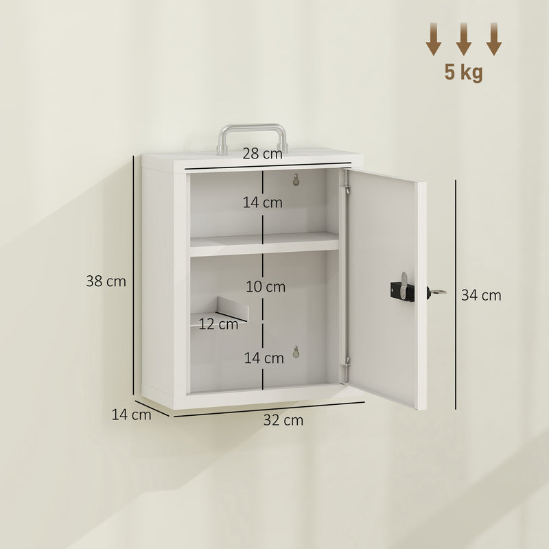Medicine Cabinet with Lock for Secure Home Storage and Easy Wall Mounting White Red