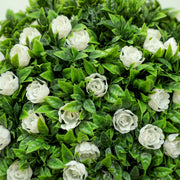 Set of 2 Artificial Topiary Trees with White Roses 60cm for Indoor and Outdoor by HOMCOM