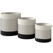 Set of 3 Handwoven Cotton Rope Plant Pots with Waterproof Liner for Indoor or Outdoor Use White AOSOM