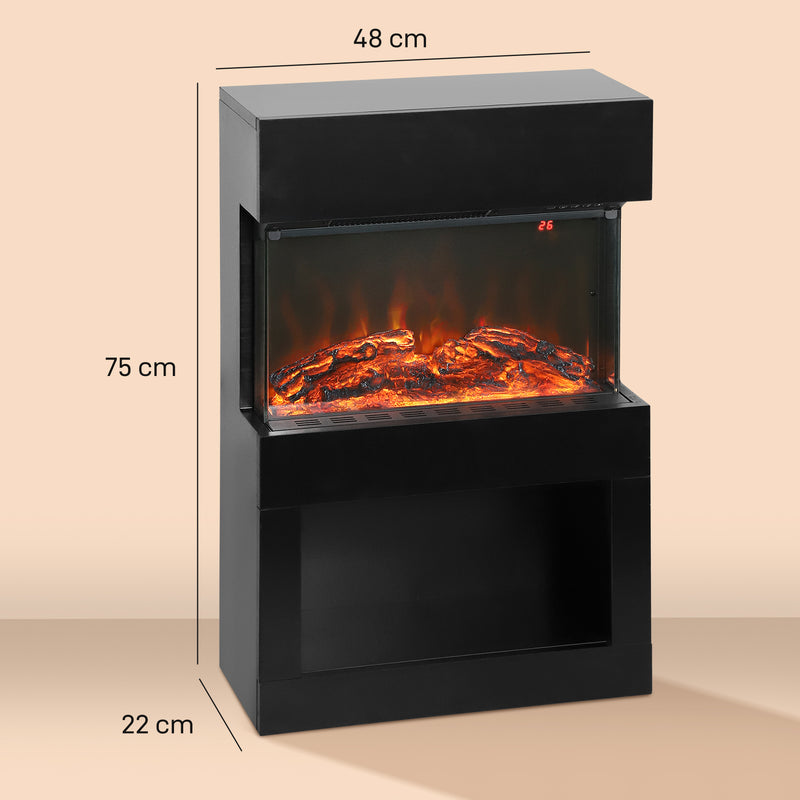 Electric Fireplace with 3D Flame Display Remote Timer and 3 Sided View for Living Room Black