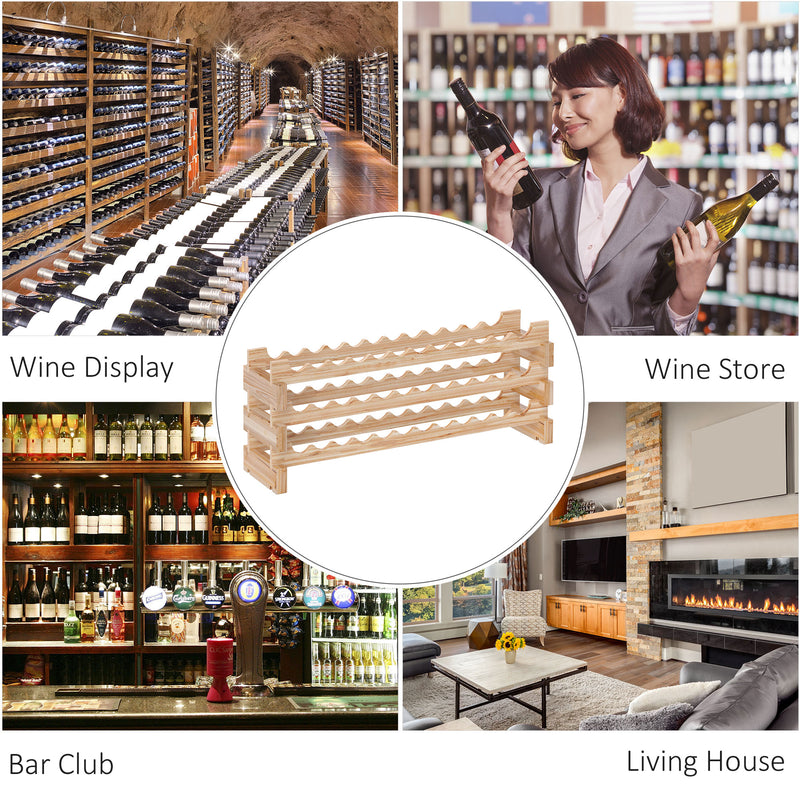 Three Tier Wooden Wine Rack Holds 36 Bottles Natural Finish by HOMCOM