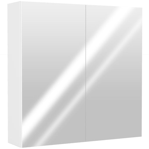 Wall Mounted Bathroom Mirror Cabinet With Double Doors And Shelves Waterproof White