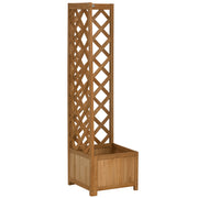 Wooden Raised Corner Garden Planter with Trellis and Drainage, Ideal For Small Spaces Outsunny