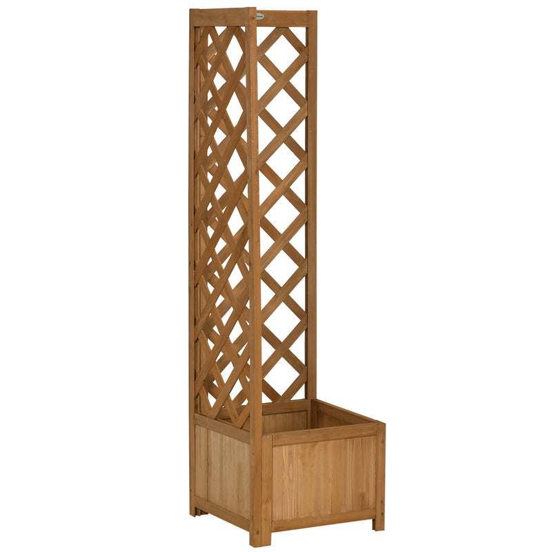 Wooden Raised Corner Garden Planter with Trellis and Drainage, Ideal For Small Spaces Outsunny