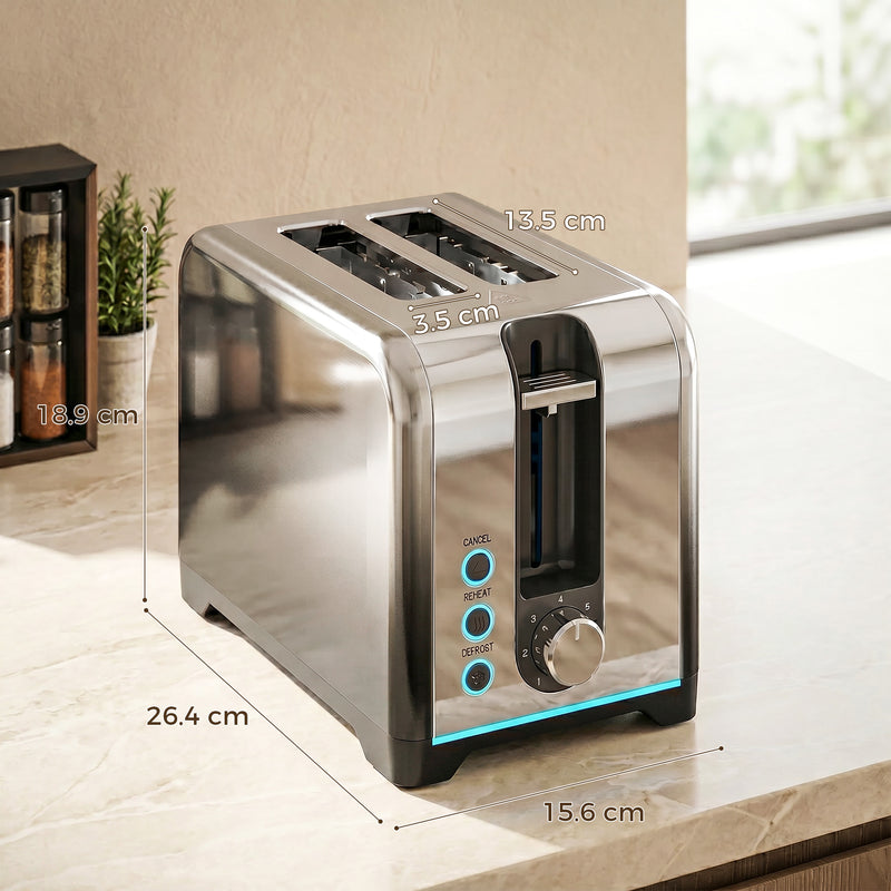 2 Slice Toaster with Wide Slots and 7 Browning Settings for Easy Breakfast Black