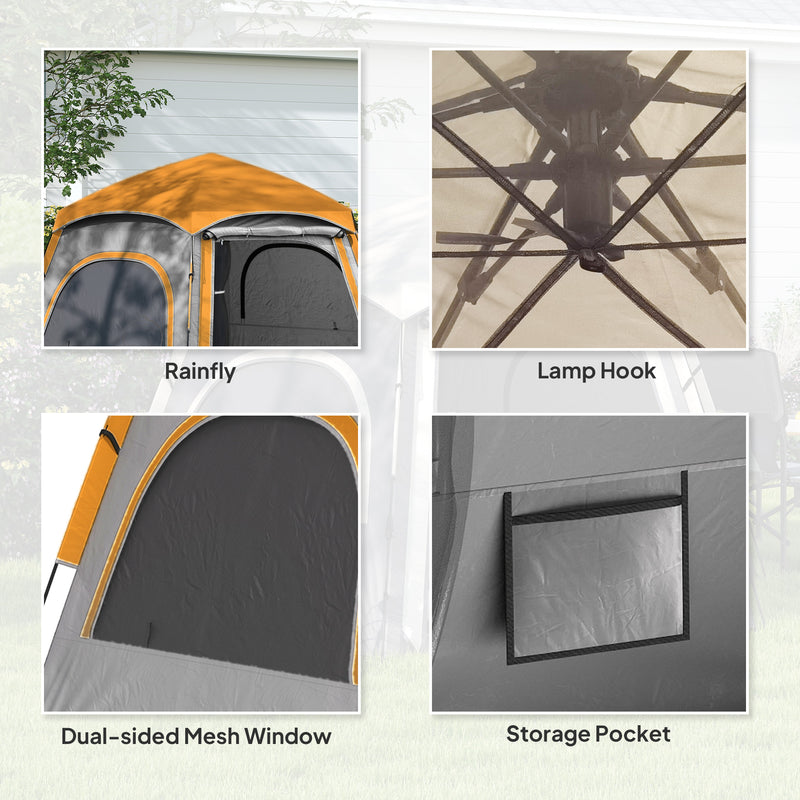4 Person Pop Up Dome Tent for Quick Camping Shelter Lightweight Light Grey
