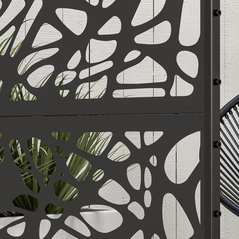 Black Metal Garden Privacy Screen With Twisted Line Design For Outdoor Spaces
