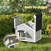 Wooden Dog House for Medium Dogs with Openable Roof and Elevated Feet Light Grey by PawHut