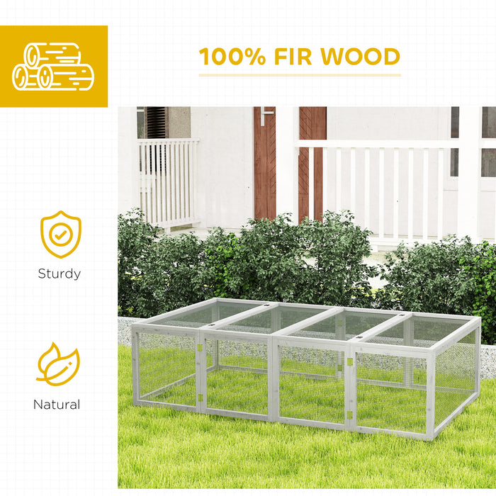 Grey 6ft Wooden Rabbit Hutch with Wire Mesh Openable Roof and Outdoor Play Space by PawHut