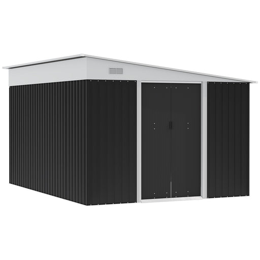 Corrugated Metal Garden Storage Shed Weatherproof Black 3.3 x 2.68m by Outsunny