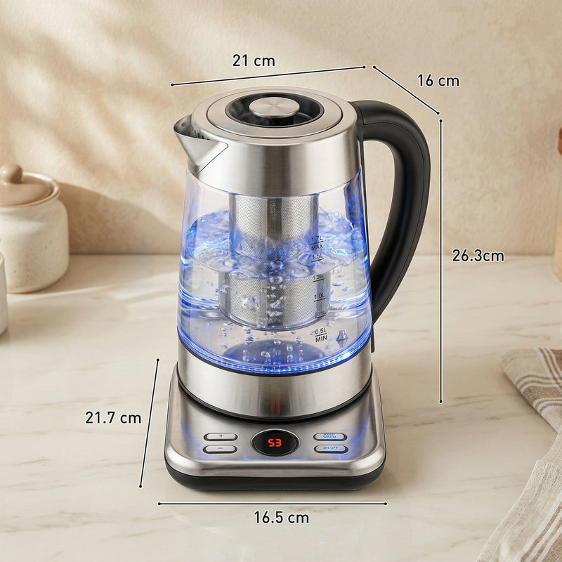 Electric Kettle With Rapid Boil and Keep Warm for Quick Tea and Coffee Silver Tone Homcom