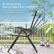 Black Rattan Folding Garden Chairs Set of 2 with 5 Position Backrest by Outsunny