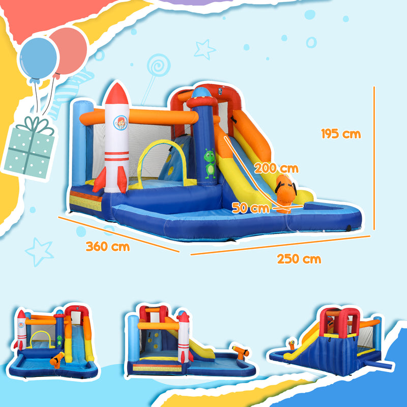 5 in 1 Kids Bouncy Castle with Water Slide Splash Pool and Blower by Outsunny AOSOM