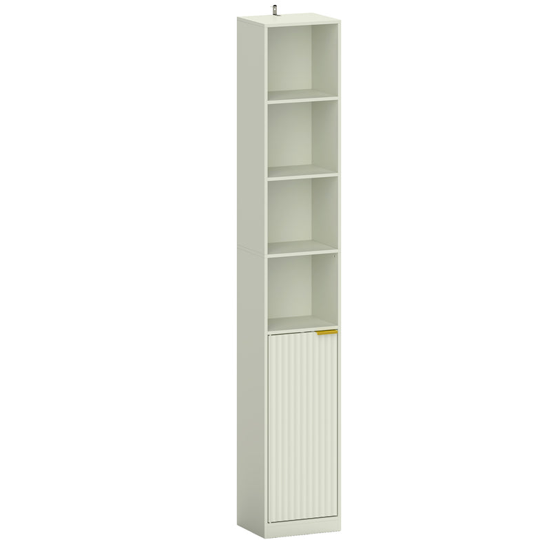 Corner Bookcase with Shelves and Hidden Cabinet for Small Room Storage