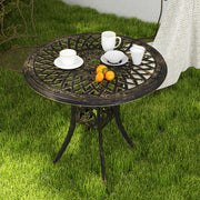 78 cm Round Garden Dining Table Cast Aluminium with Parasol Hole Bronze Tone by Outsunny