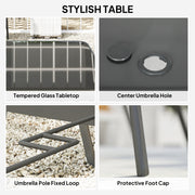 Seven Piece Charcoal Grey Outdoor Dining Set for Patio or Garden by Outsunny