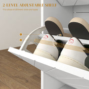 12 Pair Shoe Storage Cabinet With Chevron Detail and Elegant Design for Hallway White