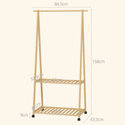 Natural Bamboo Clothes Rack with Shelves and Hooks for Storage by HOMCOM
