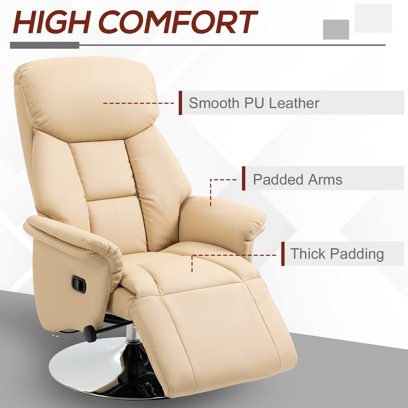 Recliner Chair with Swivel Base and Extendable Footrest for Living Room Comfort Beige