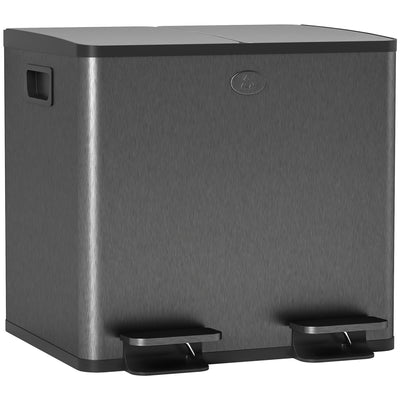 30L Dual Compartment Recycling Bin With Deodoriser Holders For Kitchen Use Black