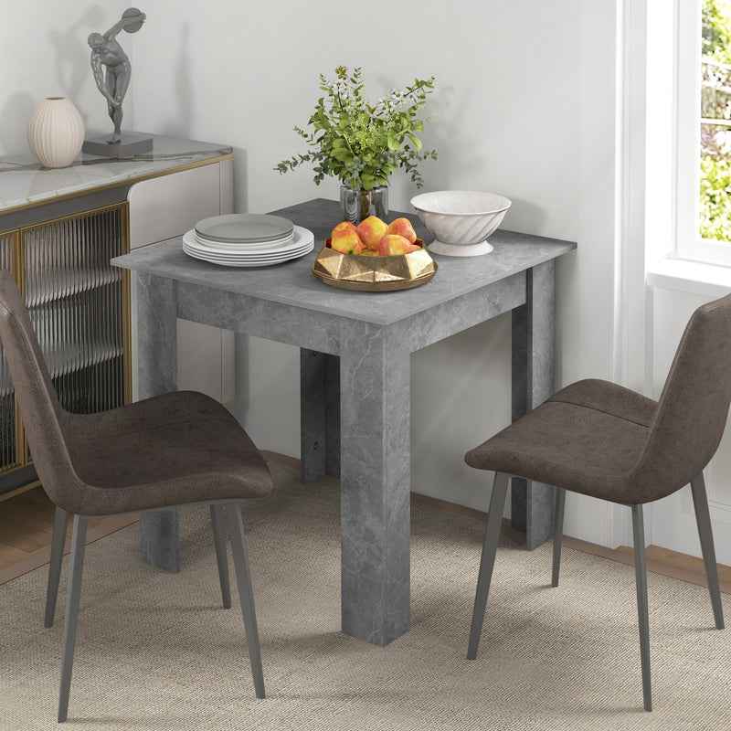 Grey 2 Person Square Dining Table For Small Spaces - Cement Finish - 80 x 80cm