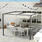 3 x 3m Outdoor Pergola with Retractable Canopy Cream White by Outsunny