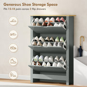 Shoe Cabinet for Hallway Storage with Three Drawers and Slim Space Saving Design Light Grey AOSOM