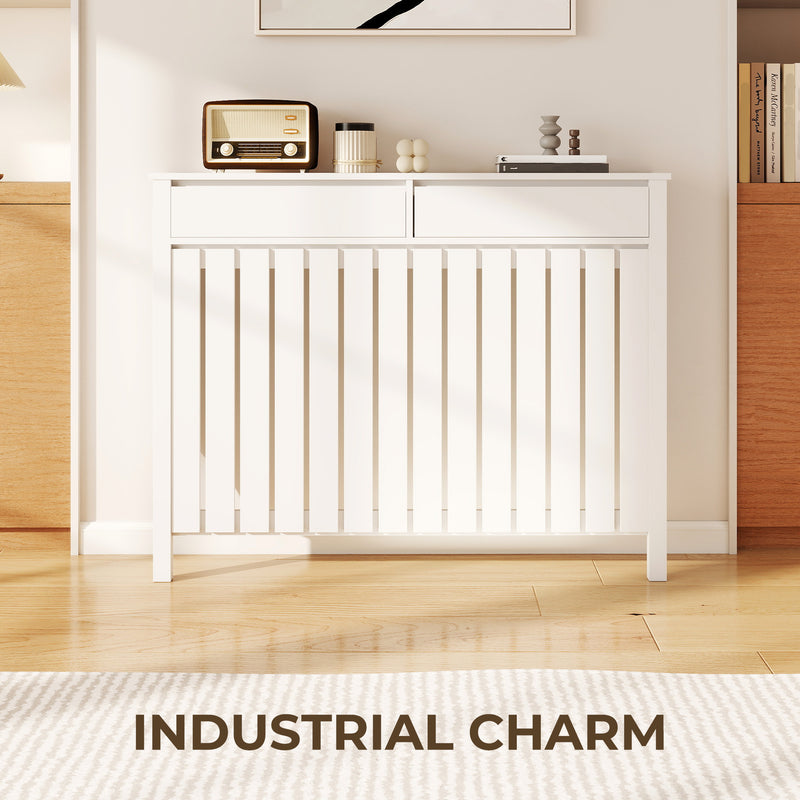 Radiator Cover with Drawers for Safe Heating and Extra Hallway Storage White Homcom
