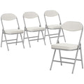 Folding Dining Chairs Set of 4 with Padded Seat for Extra Guest Seating Cream Grey Homcom