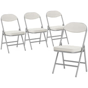 Folding Dining Chairs Set of 4 with Padded Seat for Extra Guest Seating Cream Grey Homcom