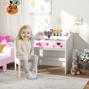 Pink Kids Study Table and Chair Set With Storage and Pull-Out Drawer for Ages 3-6 by AIYAPLAY