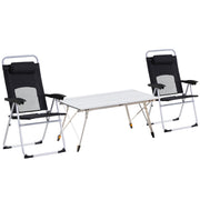 3 Piece Folding Camping Table and Chair Set with Portable Design for Travel, Grey AOSOM