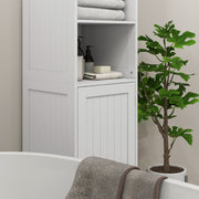 Tall Bathroom Cabinet with Open Shelves and Cupboard for Small Spaces White Homcom