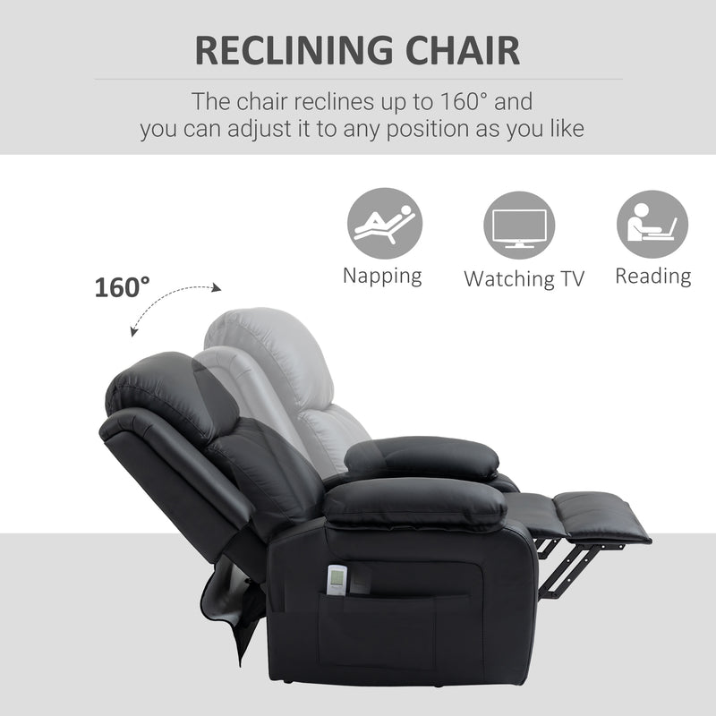 Electric Riser Recliner Chair with Massage and Remote for Elderly Comfort Support Black