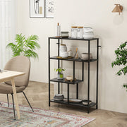 Charcoal Grey 4 Tier Bookshelf With Open Shelves For Living Room Or Home Office Storage