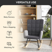 Wingback Nursery Rocking Chair with Berber Fleece for Nursing and Relaxing, Dark Grey