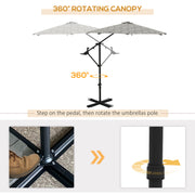 Black and White 3m Cantilever Garden Parasol with 360 Degree Rotation and Cross Base