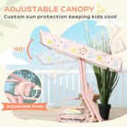 Kids Garden Swing Chair 2 Seater With Adjustable Canopy and Safety Belt Pink by AIYAPLAY