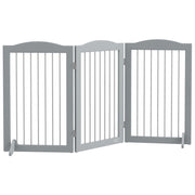 Freestanding Foldable Dog Gate with Support Feet for Stairs and Doorways Grey