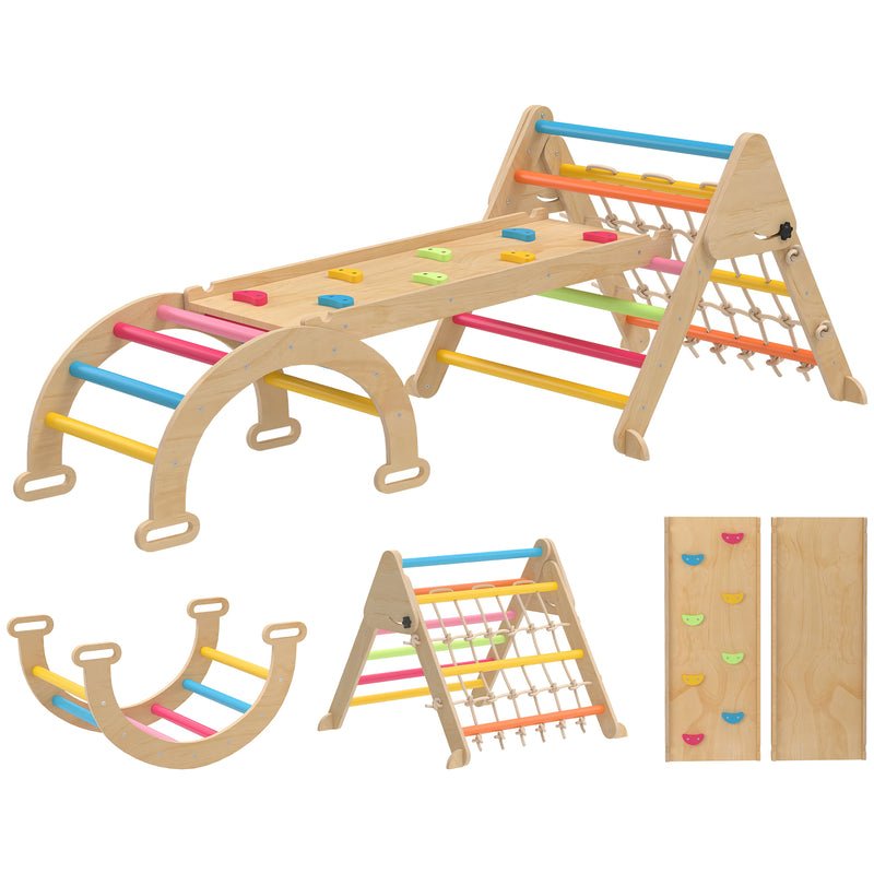 8 in 1 Toddler Climbing Frame with Slide Arch and Ladder for Indoor Play Multicolour AOSOM
