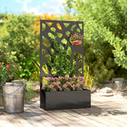 Raised Garden Bed with Trellis for Climbing Plants and Privacy Screen Black Outsunny