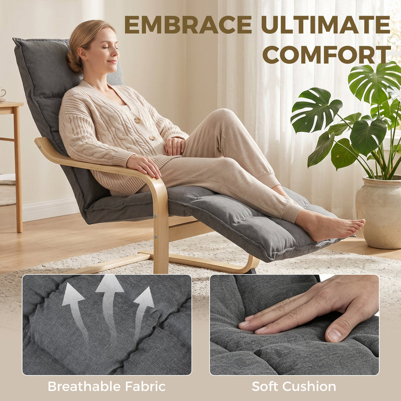 Accent Chair with Footrest for Comfortable Reading and Relaxing at Home Grey